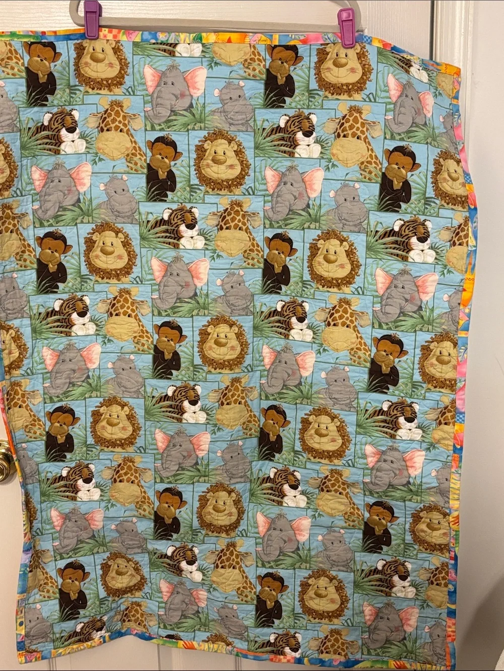 Hand Made Reversible Baby Child Quilt Farm Animals and Characters